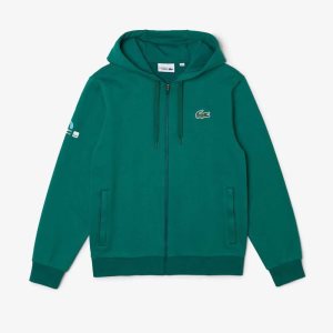 Green Lacoste Miami Open Hooded Sweatshirt | ZUKMEB-475