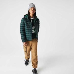 Green Lacoste Quilted Hooded Jacket | QAWVDJ-982