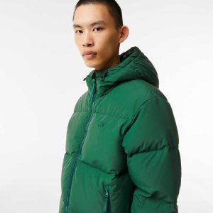 Green Lacoste Quilted Water-Repellent Jacket | OMYSPL-536