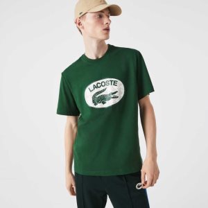 Green Lacoste Regular Fit Branded Monogram Print T-Shirt | XYOLHV-975