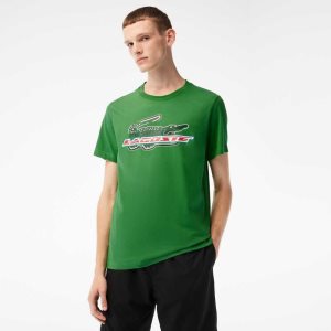 Green Lacoste SPORT Regular Fit Organic Cotton T-Shirt | DMCUQF-142