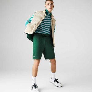 Green Lacoste SPORT Tennis Fleece Shorts | NPZUXF-082