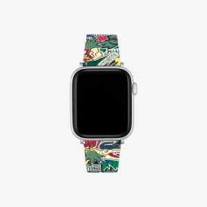 Green Lacoste Silicone Comic Print Apple Watch Strap | JXPGDV-879