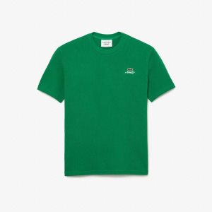 Green Lacoste x AWAKE NY Logo Cotton Pique T-shirt | KGCYJI-805