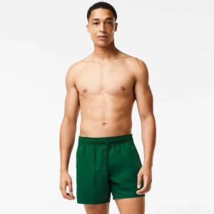 Green / Navy Blue Lacoste Light Quick-Dry Swim Shorts | GDJKRP-185