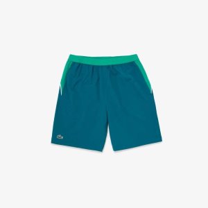 Green / White Lacoste SPORT x Novak Djokovic Color-Block Shorts | RIVSFA-457