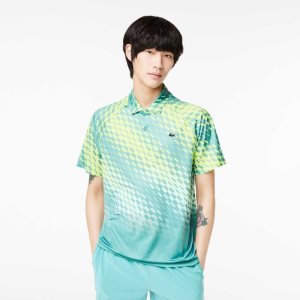 Green / Yellow / Light Green Lacoste Tennis x Novak Djokovic Player Version Polo | IYXQRG-801