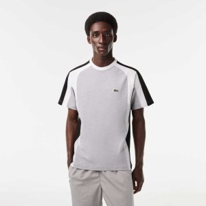 Grey Chine / Black / White Lacoste Colorblock Cotton Jersey T-Shirt | IJGNVA-567