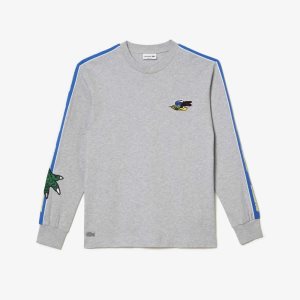 Grey Chine Lacoste Branded Band T-Shirt | OUZGCP-274