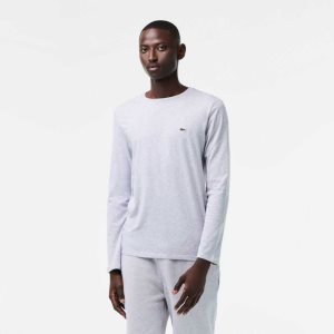 Grey Chine Lacoste Crew Neck Pima Cotton Jersey T-Shirt | EKAYZJ-380