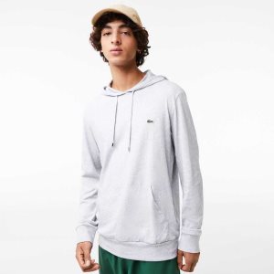 Grey Chine Lacoste Hooded Cotton Jersey Sweatshirt | IAEWPB-273