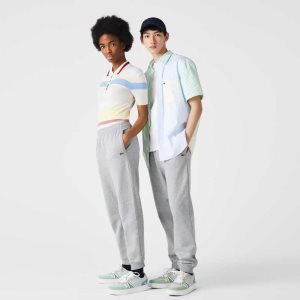 Grey Chine Lacoste Organic Cotton Fleece Jogging Pants | HXMYIE-358