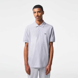 Grey Chine Lacoste Original L.12.12 Heathered Petit Pique Cotton Polo | UMZWFY-482