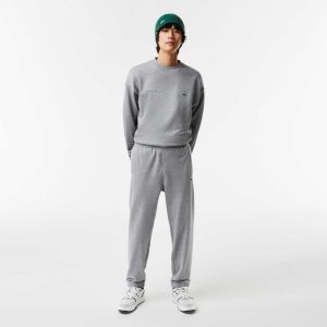 Grey Chine Lacoste Print Trackpants | NDJGAV-052