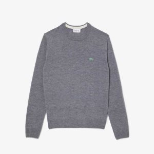 Grey Chine Lacoste Regular Fit Speckled Print Wool Jersey Sweater | BKQZRH-263