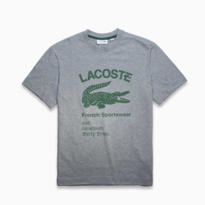 Grey Chine Lacoste Relaxed Fit Crocodile T-Shirt | MTBNQP-615