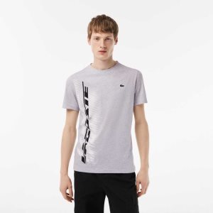 Grey Chine Lacoste SPORT Regular Fit T-Shirt with Contrast Branding | OHZGLE-298