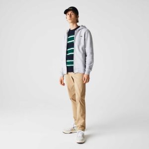 Grey Chine / Light Grey Lacoste SPORT Lightweight Bi-material Hoodie | PUHQRC-648