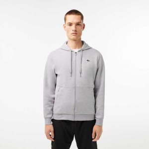 Grey Chine / Light Grey Lacoste SPORT Mesh Panels Hoodie | AYEGKS-915