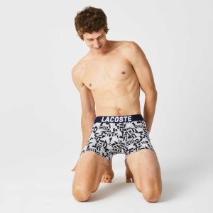 Grey Chine / Navy Blue / White Lacoste Nautical Print Boxer Brief 3-Pack | IRCDML-932