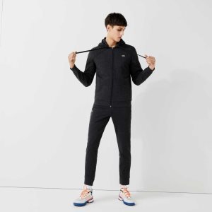 Grey Lacoste SPORT Lightweight Bi-material Hoodie | JUMEPY-980