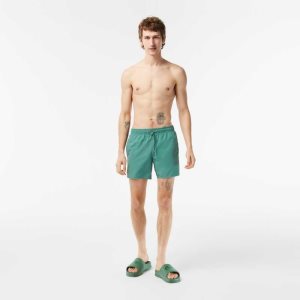 Khaki Green / Green Lacoste Light Quick-Dry Swim Shorts | NYQZKL-731