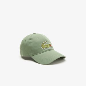 Khaki Green Lacoste Adjustable Organic Cotton Twill Cap | NQJMYZ-504