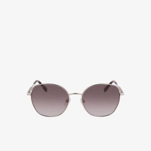 Light Gold Lacoste Oval Metal Neoheritage Sunglasses | LFXGWB-672