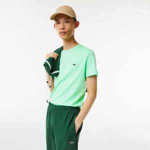 Light Green Lacoste Crew Neck Pima Cotton Jersey T-Shirt | XKAZGJ-923