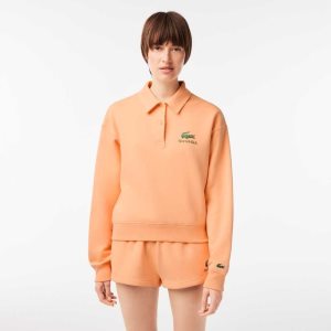 Light Orange Lacoste Long Sleeve x Sporty & Rich Polo | GMTCQO-165