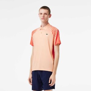 Light Orange / Orange / Red Lacoste Tennis x Novak Djokovic Tricolor Polo | XINOZC-943