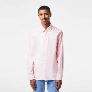 Light Pink Lacoste Slim Fit French Collar Cotton Poplin Shirt | OLYCMP-318