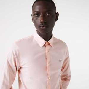 Light Pink Lacoste Slim Fit Stretch Cotton Poplin Shirt | JFTIOC-162