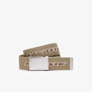 Lion Pecan Farine Lacoste Contrast Logo Print Belt | WQXKEB-218