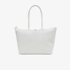 Lacoste Women's Anna Reversible Bicolor Egyptian Print Tote Bag In White  Egyptian
