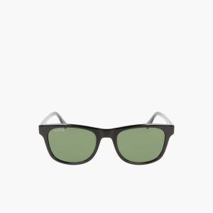 Matt Black Lacoste Rectangle Color Block Sunglasses | DJTPOA-948