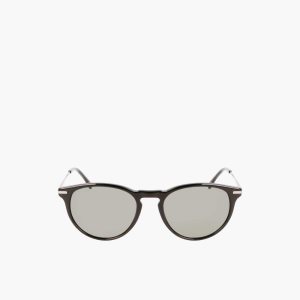 Matt Black Lacoste Round Acetate Novak Djokovic Sunglasses | UQWJYG-265