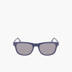 Matte Blue Lacoste Rectangle Color Block Sunglasses | PKGQCB-143