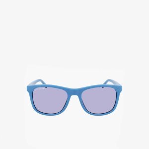 Matte Medium Blue Lacoste Rectangle Recycled PET Injected Beach Pack Sunglasses | DBMLEX-789