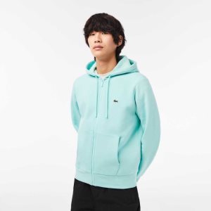 Mint Lacoste Kangaroo Pocket Fleece Zipped Sweatshirt | XUOGPJ-049