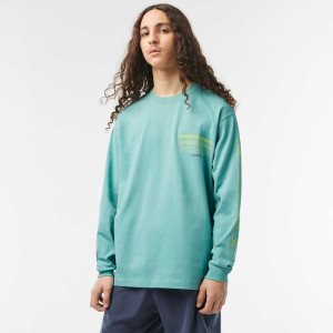 Mint Lacoste Loose Fit Cotton Jersey Long Sleeve T-Shirt | LPXZRQ-823