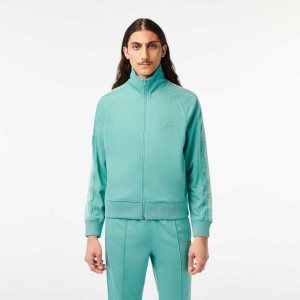 Mint Lacoste Regular Fit Zipped Pique Sweatshirt | TBOWCI-497