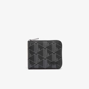 Monogram Noir Gris Lacoste Monogram Print Small Zip Wallet | HQTMXS-301