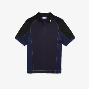 Navy Blue / Black Lacoste Heritage Regular Fit Stretch Mini-Pique Polo | OEMQAP-926