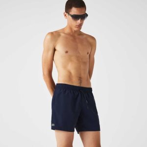 Navy Blue / Black Lacoste Light Quick-Dry Swim Shorts | IGYORH-903