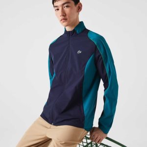 Navy Blue / Green Lacoste SPORT Packable Golf Jacket | GSVYXR-658