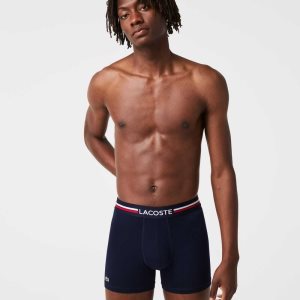 Navy Blue / Grey Chine / Red Lacoste Long Cotton Boxer Brief 3-Pack | PABKRL-053