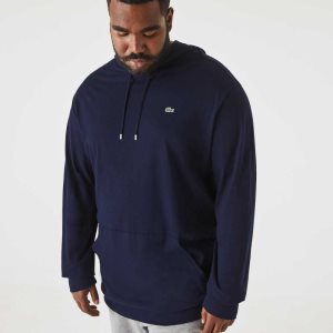 Navy Blue Lacoste Big Fit Hooded T-Shirt | WFKYGR-451