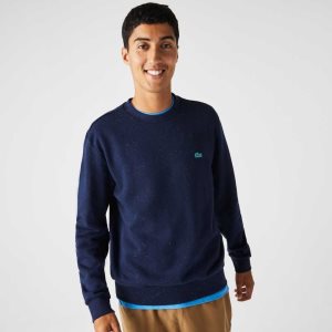 Navy Blue Lacoste Classic Fit Speckled Print Fleece Sweatshirt | PZXDHG-603