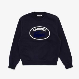 Navy Blue Lacoste Crocodile Logo Sweatshirt | DQYLOG-214